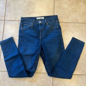 Topshop Jamie Moto Jeans in Dark Blue Wash